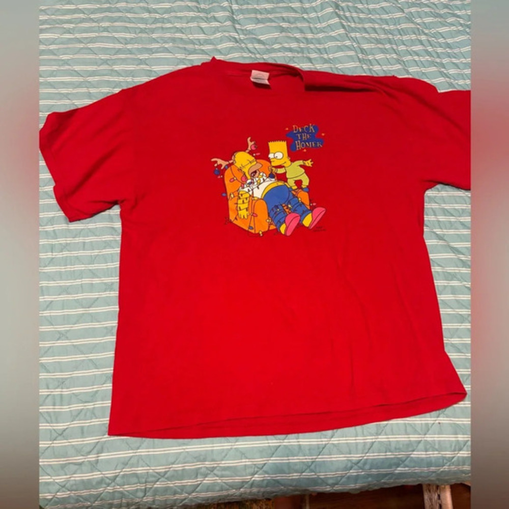 Vintage late 90s Bart Simpson deck the homer Christmas shirt LARGE